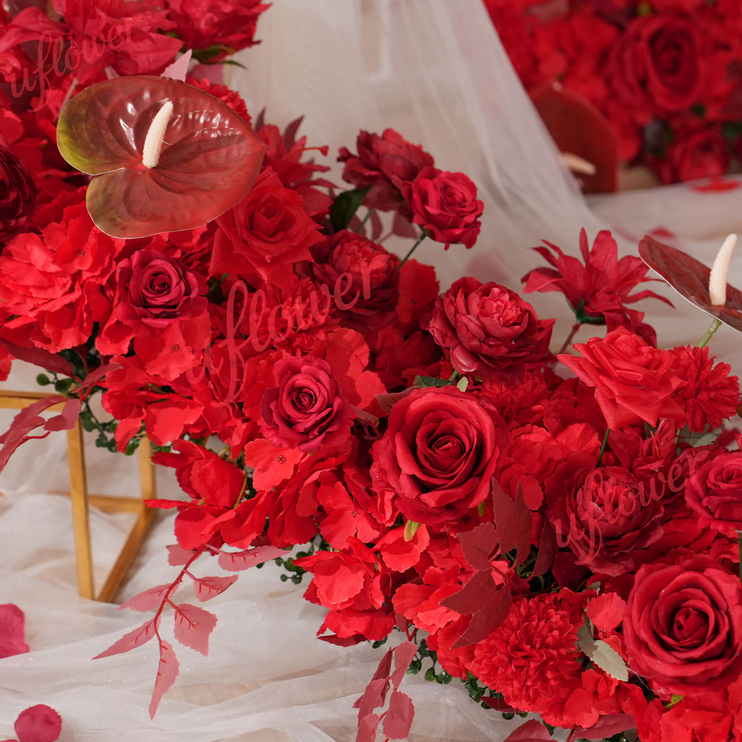 Uflower الأحمر زهرة صف الزفاف  - مراجعة Photography Graduation وسعره