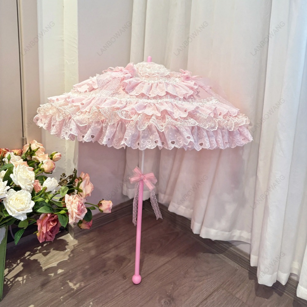 مظلة دانتيل وردية مزينة بالزهو - مراجعة Photography Wedding وسعره