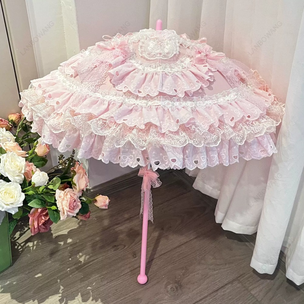 مظلة دانتيل وردية مزينة بالزهو - مراجعة Photography Wedding وسعره